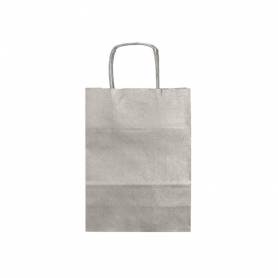 Bolsa papel q-connect kraft plata xs con asa retorcida 180x240x80 mm