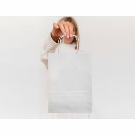 Bolsa papel q-connect celulosa blanco xs con asa retorcida 180x240x80 mm