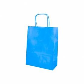 Bolsa papel q-connect celulosa celeste xs con asa retorcida 180x240x80 mm