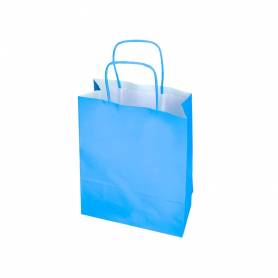 Bolsa papel q-connect celulosa celeste xs con asa retorcida 180x240x80 mm