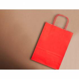 Bolsa papel q-connect celulosa rojo s con asa retorcida 240x320x10 mm