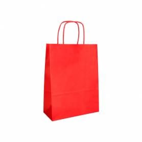 Bolsa papel q-connect celulosa rojo s con asa retorcida 240x320x10 mm