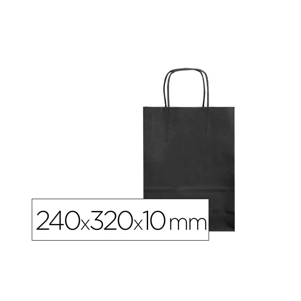 Bolsa papel q-connect celulosa negro s con asa retorcida 240x320x10 mm