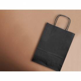 Bolsa papel q-connect celulosa negro s con asa retorcida 240x320x10 mm