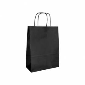 Bolsa papel q-connect celulosa negro s con asa retorcida 240x320x10 mm