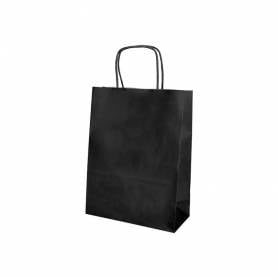 Bolsa papel q-connect celulosa negro s con asa retorcida 240x320x10 mm