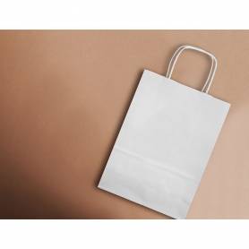 Bolsa papel q-connect celulosa blanco m con asa retorcida 270x370x12 mm