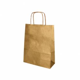 Bolsa papel q-connect kraft oro l con asa retorcida 320x400x14 mm