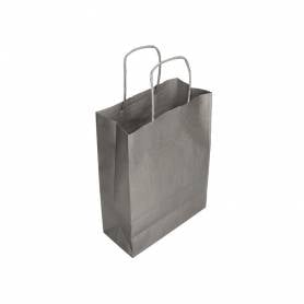 Bolsa papel q-connect kraft plata l con asa retorcida 320x400x14 mm