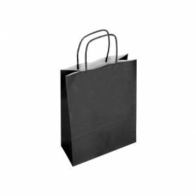 Bolsa papel q-connect celulosa negro l con asa retorcida 320x400x14 mm