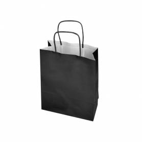 Bolsa papel q-connect celulosa negro l con asa retorcida 320x400x14 mm