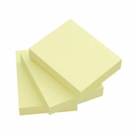 Bloc de notas adhesivas quita y pon q-connect 38x51 mm 100% papel reciclado amarillo en caja de carton