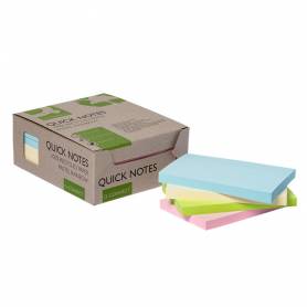 Bloc de notas adhesivas quita y pon q-connect 76x127 mm 100% papel reciclado colores pasteles en caja de carton