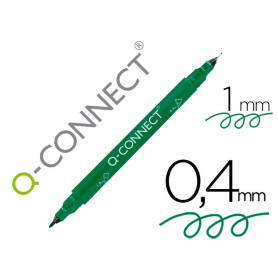 Rotulador q-connect marcador permanente doble punta color verde 0,4 mm y 1 mm