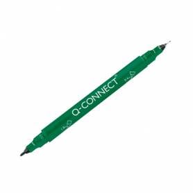 Rotulador q-connect marcador permanente doble punta color verde 0,4 mm y 1 mm