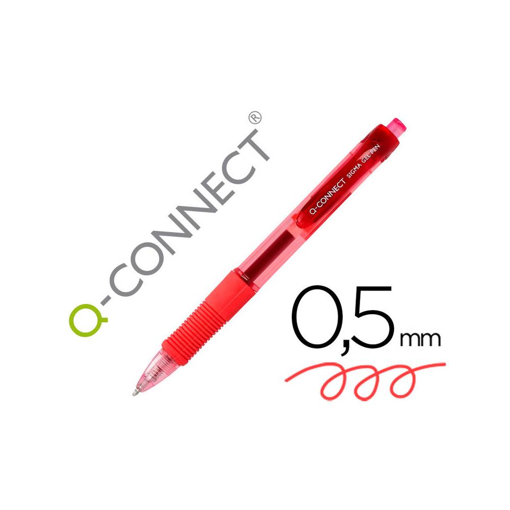 Boligrafo q-connect sigma retractil con sujecion de caucho tinta gel 0,5 mm color rojo