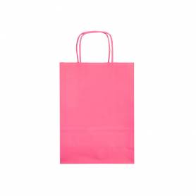 Bolsa papel q-connect celulosa rosa s con asa retorcida 240x320x10 mm