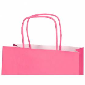 Bolsa papel q-connect celulosa rosa s con asa retorcida 240x320x10 mm