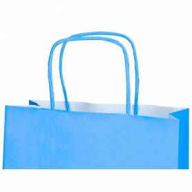 Bolsa papel q-connect celulosa celeste l con asa retorcida 320x400x14 mm