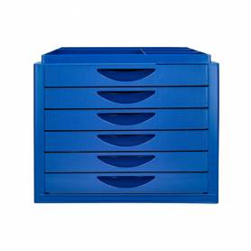 Fichero cajones de sobremesa q-connect bandeja organizadora superior 6 cajones color azul opaco