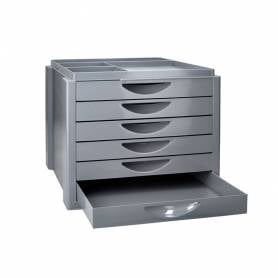 Fichero cajones de sobremesa q-connect bandeja organizadora superior 6 cajones color gris opaco