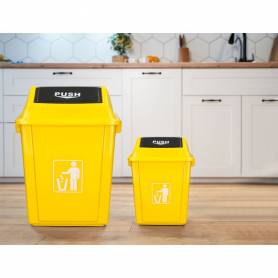 Papelera contenedor q-connect plastico con tapa de balancin 20 litros amarillo 340x240x450 mm