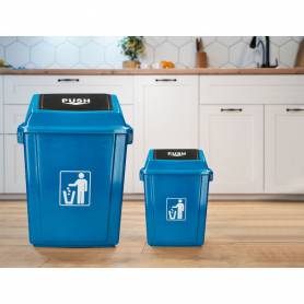 Papelera contenedor q-connect plastico con tapa de balancin 20 litros azul 340x240x450 mm