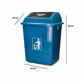 Papelera contenedor q-connect plastico con tapa de balancin 20 litros azul 340x240x450 mm