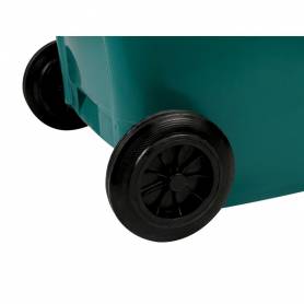 Papelera contenedor q-connect plastico con tapadera y ruedas 240 litros verde 1040x620x610 mm