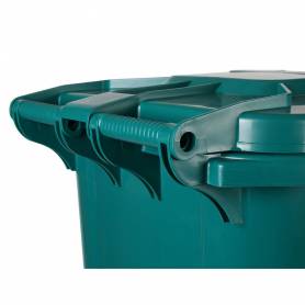 Papelera contenedor q-connect plastico con tapadera y ruedas 240 litros verde 1040x620x610 mm