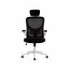 Silla q-connect ergonomica pal ermo malla base nylon alt max 1300 anc 610 prof 600 ruedas premium color blanco negro - KF04635