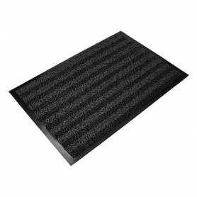 Alfombra para suelo q-connect premium para interiores antideslizante fibra polipropileno y fieltro gris 60x40 cm