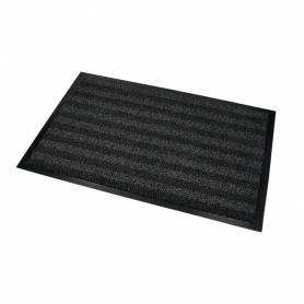 Alfombra para suelo q-connect premium para interiores antideslizante fibra polipropileno y fieltro gris 90x60 cm