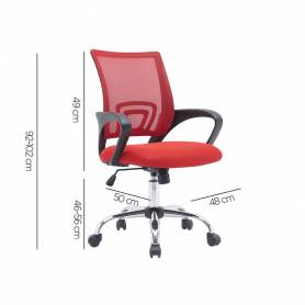 Silla q-connect oficina siena malla base metalica alt max 1000 anc 560 prof 570 ruedas premium color negro rojo