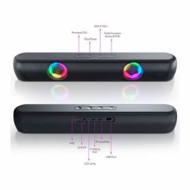 Barra de sonido q-connect bluetooth con iluminacion led y control de volumen color negro