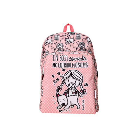 Cartera escolar love&child mochila adaptable a carro poliester en boca cerrada no entran moscas color rosa