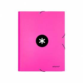 Carpeta liderpapel antartik gomas a4 3 solapas carton forrado color rosa