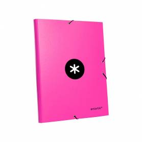 Carpeta liderpapel antartik gomas a4 3 solapas carton forrado color rosa