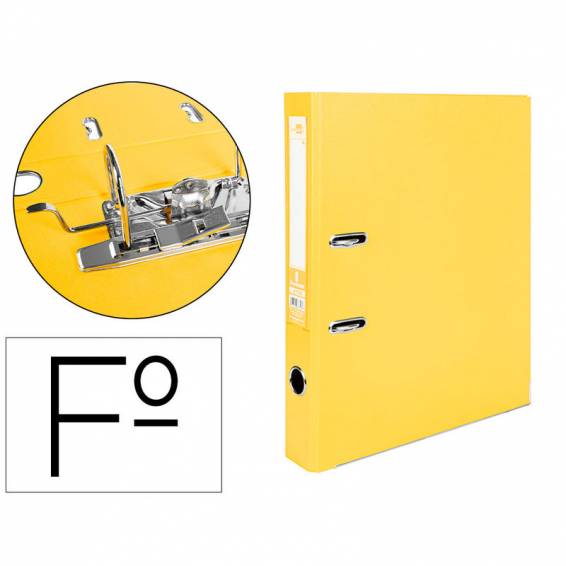 Archivador de palanca liderpapel folio documenta forrado pvc con rado lomo 52 mm amarillo compresor