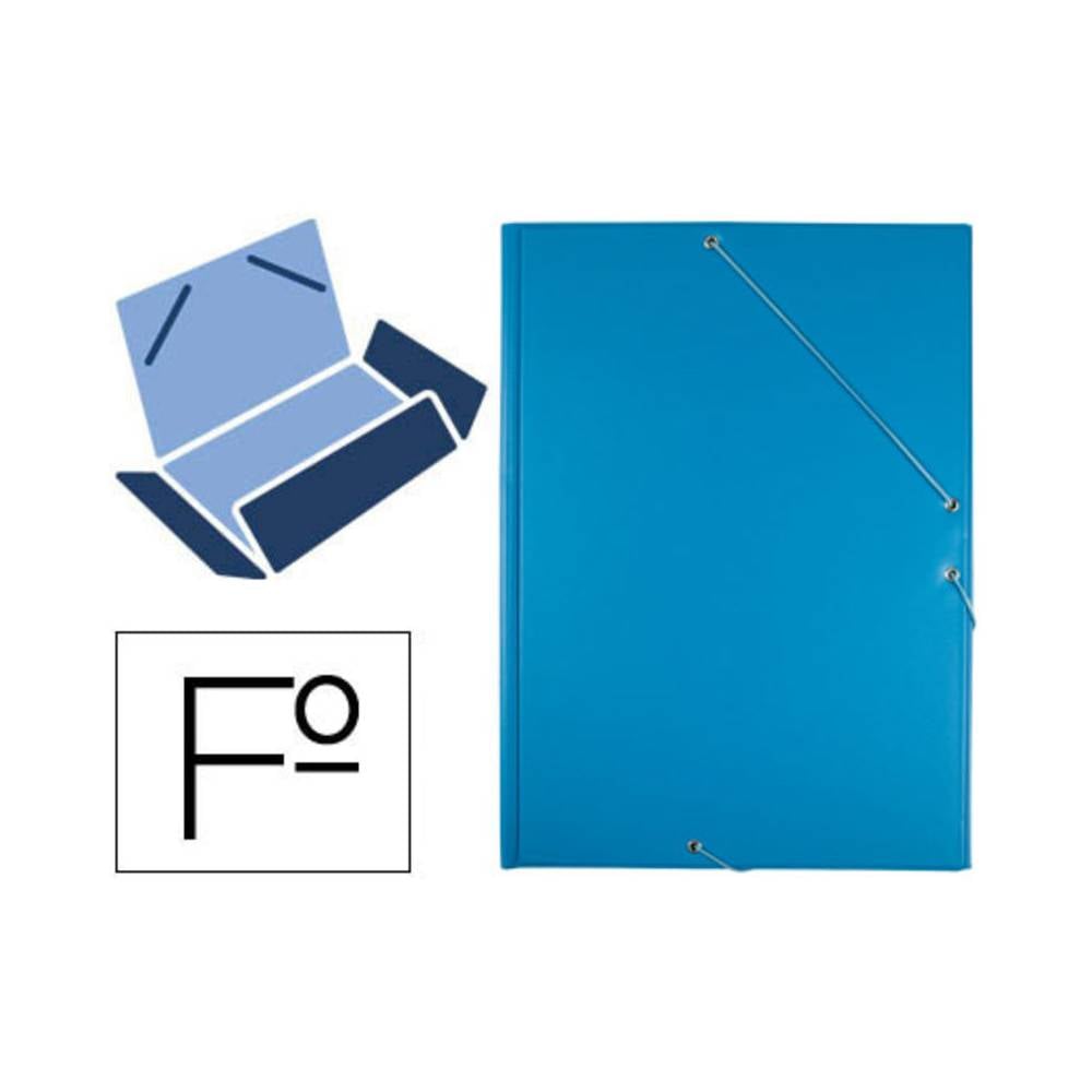 Carpeta liderpapel gomas folio 3 solapas carton forrado pvc azul