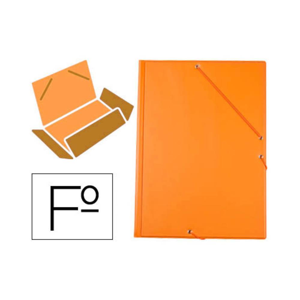 Carpeta liderpapel gomas folio 3 solapas carton forrado pvc naranja