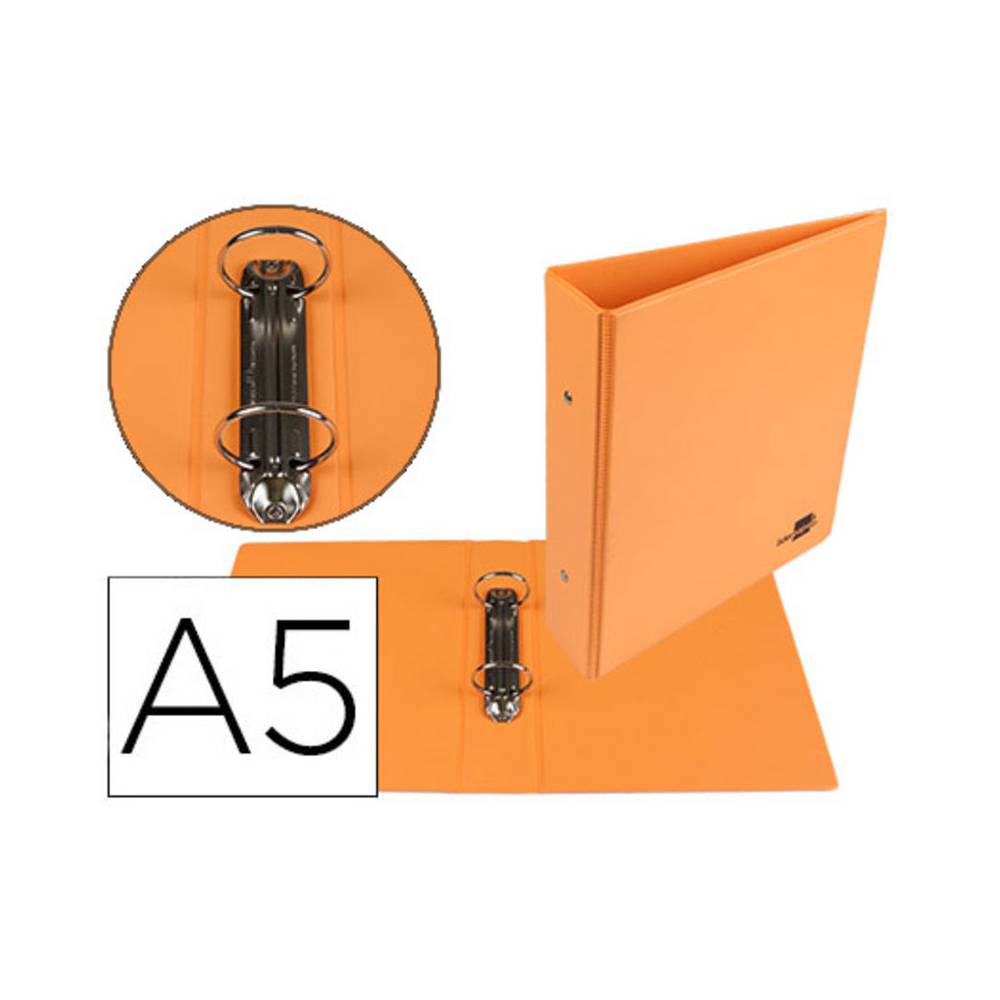 Carpeta de 2 anillas 40 mm redondas liderpapel a5 carton forrado pvc naranja