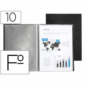 Carpeta liderpapel escaparate 10 fundas pvc folio negro