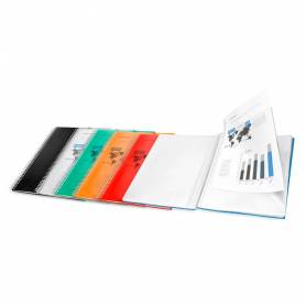 Carpeta liderpapel escaparate con espiral 30 fundas polipropileno din a4 negro