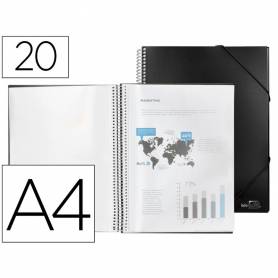 Carpeta liderpapel escaparate con espiral 20 fundas polipropileno din a4 negro