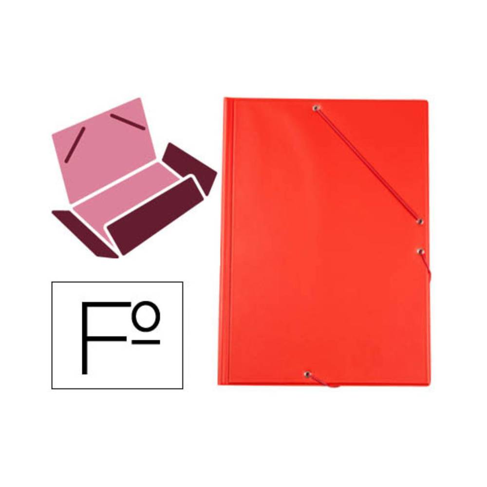 Carpeta liderpapel gomas plastico folio solapas color rojo