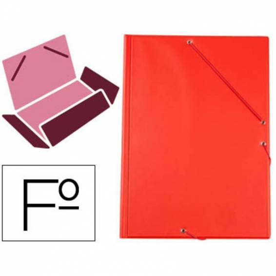 Carpeta liderpapel gomas plastico folio solapas color rojo