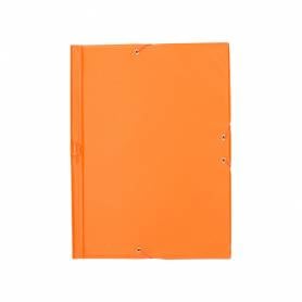 Carpeta liderpapel gomas plastico folio solapas color naranja