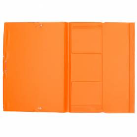 Carpeta liderpapel gomas plastico folio solapas color naranja