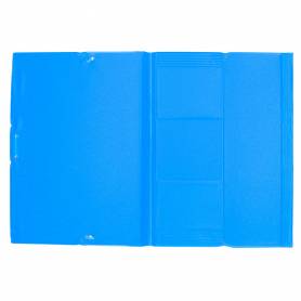 Carpeta liderpapel gomas plastico folio solapas color celeste